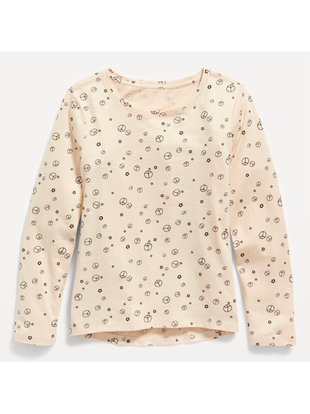 Old Navy Kids Softest Graphic Long Sleeve Tee in Peace Signs and Flowers